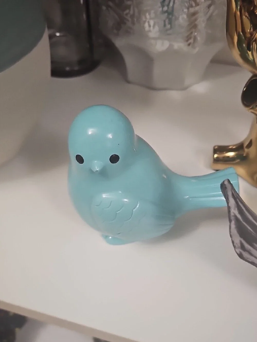 Decorative Blue,gray Brown Gold Bird Figurines - Home Accents